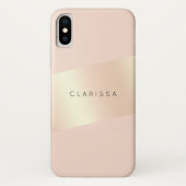 Elegantes, modernes, rosa Rosengold gestreift Case-Mate iPhone Hülle (Rückseite)