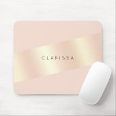 Elegantes, modernes, rosa Rosengold gestreift Mousepad (Mit Mouse)