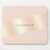 Elegantes, modernes, rosa Rosengold gestreift Mousepad (Vorne)