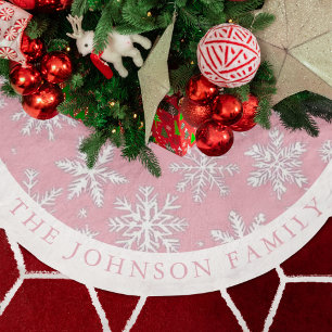 Elegantes modernes rosa Schneeflockenmuster Polyester Weihnachtsbaumdecke