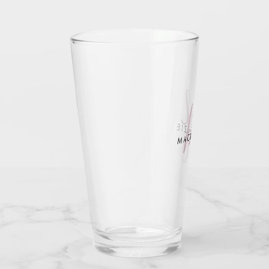 Elegantes, modernes Rosa-Script-Monogramm Glas (Rechts)