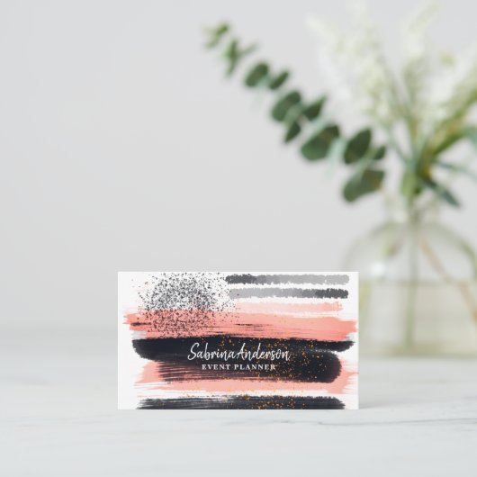 Elegantes modernes Rosa und Schwarzes Wasser Abstr Visitenkarte (Stehend Vorderseite)