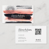 Elegantes modernes Rosa und Schwarzes Wasser Abstr Visitenkarte (Vorne/Hinten)