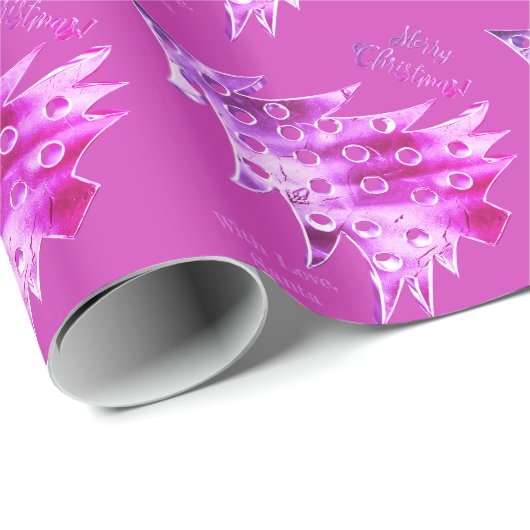 Elegantes modernes, rosa Weihnachtsbaummuster Geschenkpapier (Rolleneckpunkt)