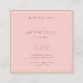 Elegantes, modernes, rosafarbenes Template-Skript  Quadratische Visitenkarte (Rückseite)