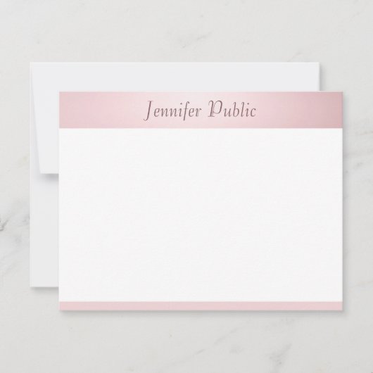 Elegantes, modernes Rose Gold Handwriting-Skript Mitteilungskarte (Vorderseite)