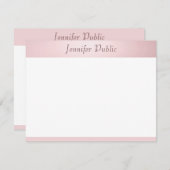 Elegantes, modernes Rose Gold Handwriting-Skript Mitteilungskarte (Vorne/Hinten)