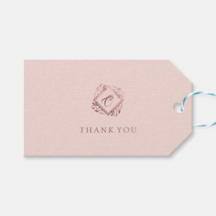 Elegantes modernes Rosen-Goldrosa-Monogramm danken Geschenkanhänger