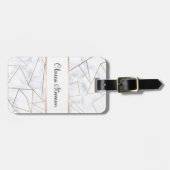 elegantes modernes Rosengoldgeometrischer weißer Gepäckanhänger (Vorderseite horizontal)