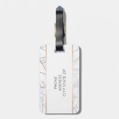 elegantes modernes Rosengoldgeometrischer weißer Gepäckanhänger (Rückseite vertikal)