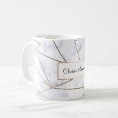 elegantes modernes Rosengoldgeometrischer weißer Kaffeetasse (Vorderseite Links)