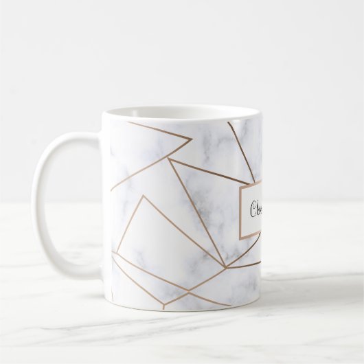 elegantes modernes Rosengoldgeometrischer weißer Kaffeetasse (Links)