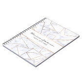 elegantes modernes Rosengoldgeometrischer weißer Notizblock (Linke Seite)