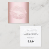 Elegantes modernes RosengoldGlitter-Lippenmake-up Quadratische Visitenkarte (Vorne/Hinten)