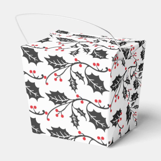Elegantes modernes Rot-Schwarz-Holly-Muster Geschenkschachtel (Rückseite)