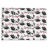 Elegantes modernes Rot-Schwarz-Holly-Muster Große Geschenktüte (Rückseite)