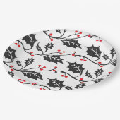 Elegantes modernes Rot-Schwarz-Holly-Muster Pappteller (Schrägansicht)