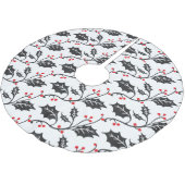 Elegantes modernes Rot-Schwarz-Holly-Muster Polyester Weihnachtsbaumdecke (Schrägansicht)