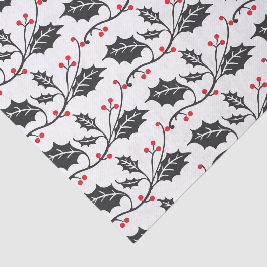 Elegantes modernes Rot-Schwarz-Holly-Muster Seidenpapier (Ausschnitt)