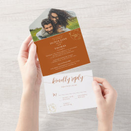 Elegantes, modernes Rotes Foto-Blumenzwiebeln RSVP All In One Einladung