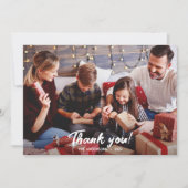 Elegantes modernes Rotes Foto Dankeskarte (Vorderseite)