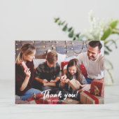 Elegantes modernes Rotes Foto Dankeskarte (Stehend Vorderseite)
