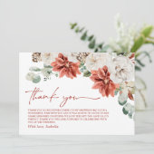 Elegantes, modernes Rotes Winter Weihnachts-Brautp Dankeskarte (Stehend Vorderseite)