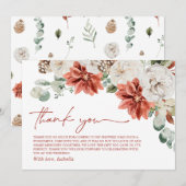 Elegantes, modernes Rotes Winter Weihnachts-Brautp Dankeskarte (Vorne/Hinten)