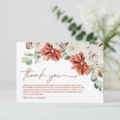 Elegantes, modernes Rotes Winter Weihnachts-Brautp Dankeskarte (Stehend Vorderseite)