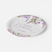 Elegantes modernes Rustikales Lavendel-Brautparty Pappteller (Schrägansicht)