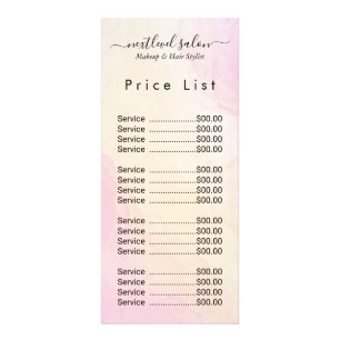 Elegantes Modernes Salon-Preisliste Rack Card Werbekarte