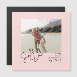 Elegantes modernes, sanft rosa Save the Date Foto Magneteinladung