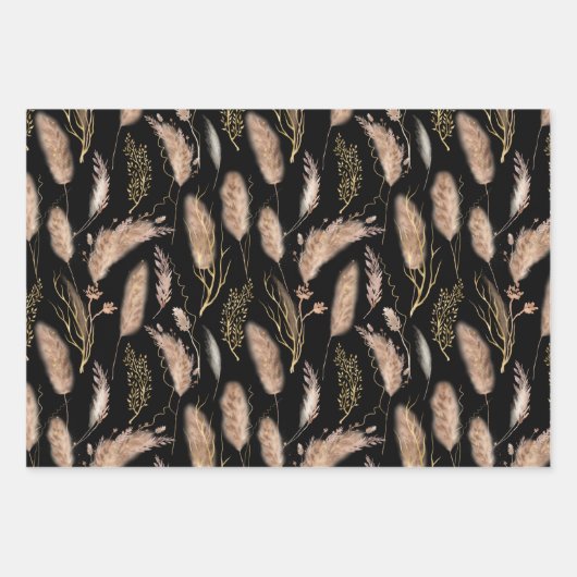 Elegantes modernes, schicke Beige Pampas Grass Mus Geschenkpapier Set (Vorderseite)