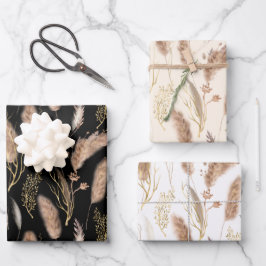 Elegantes modernes, schicke Beige Pampas Grass Mus Geschenkpapier Set