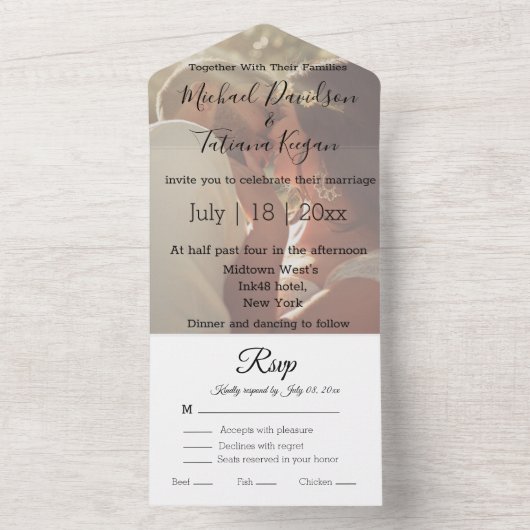 elegantes, modernes, schicke kalligraphisches Hoch All In One Einladung (Innen Boden)