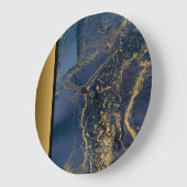 Elegantes, modernes schicke Navy Blue Gold Marmorm Große Wanduhr (Winkel)