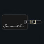 elegantes, modernes schicke, trendige monogramm sc gepäckanhänger<br><div class="desc">Dieses atemberaubende,  ausgeklügelte Design zeigt Ihren Namen oder jeden beliebigen Text in einem hellen Stahlgrau auf einem soliden schwarzen Hintergrund.</div>