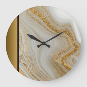 Elegantes, modernes, schicke, weißes Marmormuster Große Wanduhr