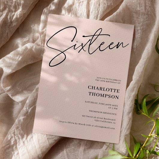 Elegantes modernes Schwarz-Blau-Foto Sweet 16 Einladung