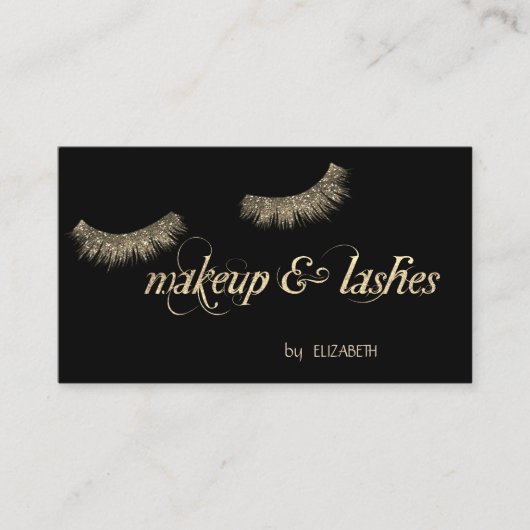 Elegantes modernes Schwarz,Glitzer Lashes,Makeup Visitenkarte (Vorderseite)