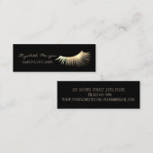 Elegantes, modernes Schwarz-Gold-Imitat Lashes Mini Visitenkarte (Vorne/Hinten)