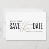Elegantes modernes Schwarz-Gold Save the Date (Vorderseite)