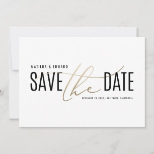 Elegantes modernes Schwarz-Gold Save the Date