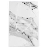 Elegantes modernes, schwarz-graues Marmormuster Mittlere Geschenktüte (Vorderseite)