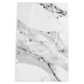 Elegantes modernes, schwarz-graues Marmormuster Mittlere Geschenktüte (Rückseite)