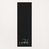 Elegantes, modernes Schwarz-Grün-Script-Monogramm Yogamatte (Vorderseite)