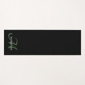 Elegantes, modernes Schwarz-Grün-Script-Monogramm Yogamatte (Vorderseite (Horizontal))