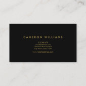 Elegantes modernes Schwarz-Imitat Gold Profile Fot Visitenkarte (Rückseite)