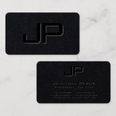 Elegantes, modernes Schwarz Mit Monogramm Premium Visitenkarte (Vorne/Hinten)