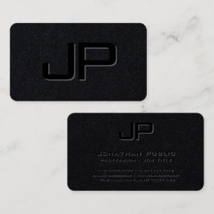 Elegantes, modernes Schwarz Mit Monogramm Premium Visitenkarte